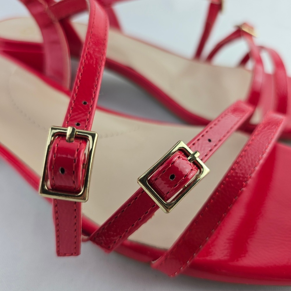 NWT Jones New York Women's Red Patent Strappy Block Heel Buckle Sandals 7.5M - Picture 9 of 16